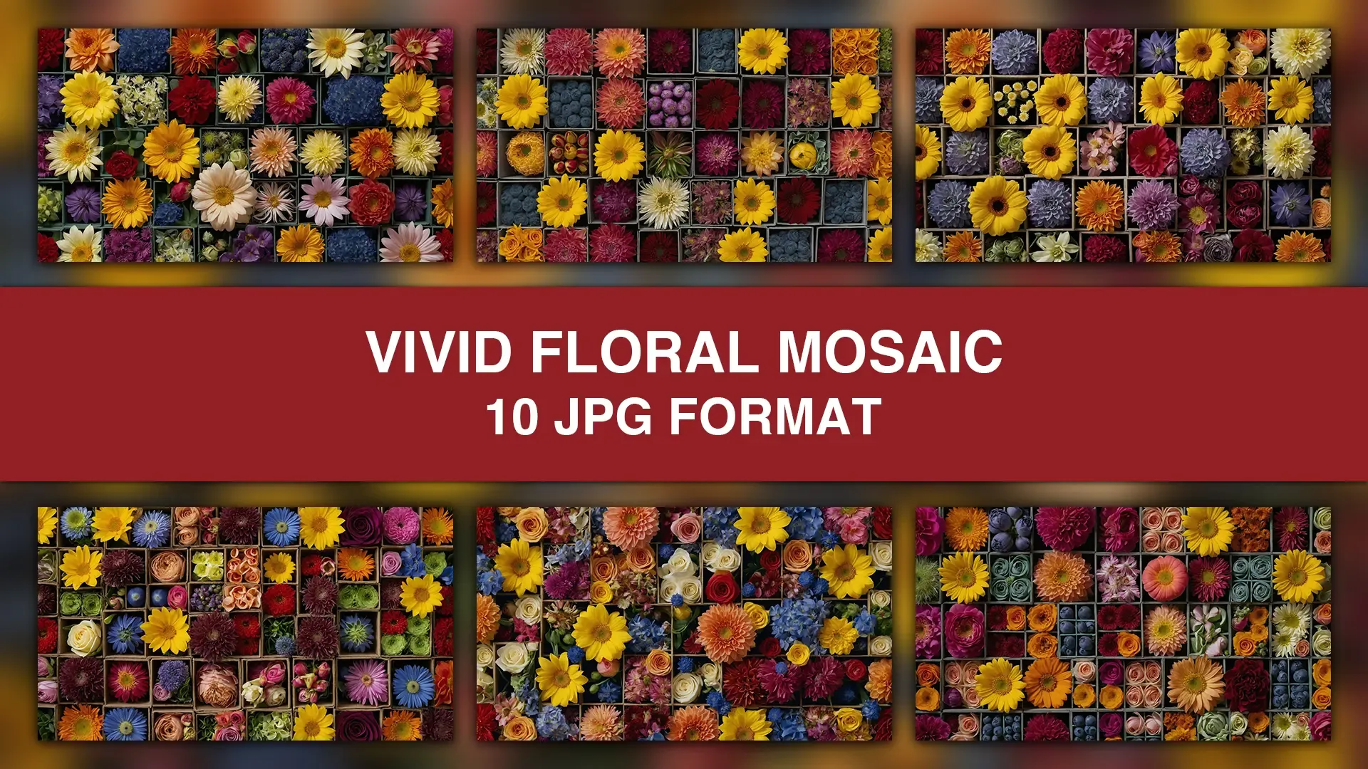 Vivid Floral Mosaic Background Images Pack image